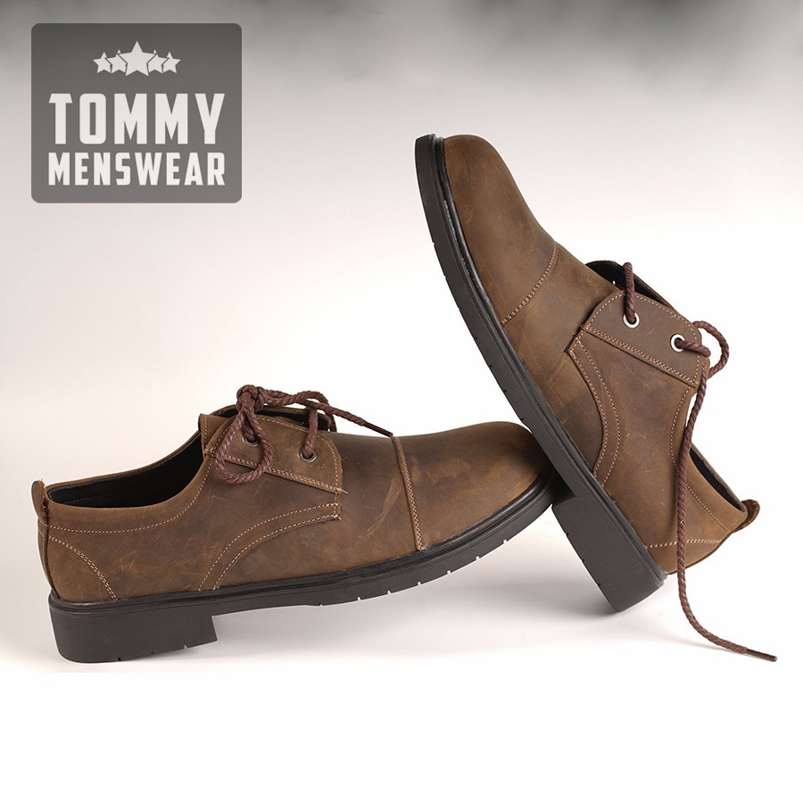 Giày Nam Đẹp Da Bò - TẶNG TẤT - Giày Nam Cổ Thấp Da Nubuck Bảo Hành 1 Năm GVN01