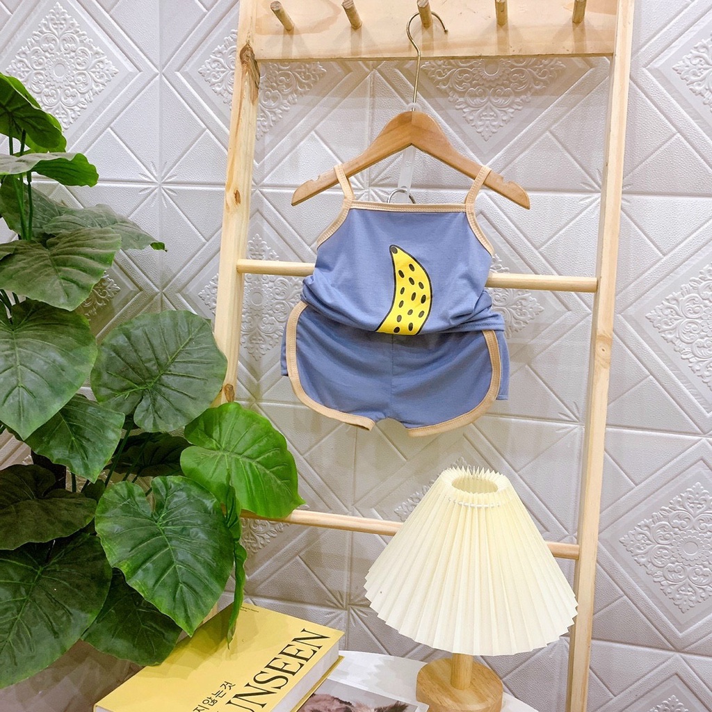 Bộ 2 dây cotton HOA QUẢ ngộ nghĩnh cho bé gái 6-16kg, nhiều màu lựa chọn - BO93