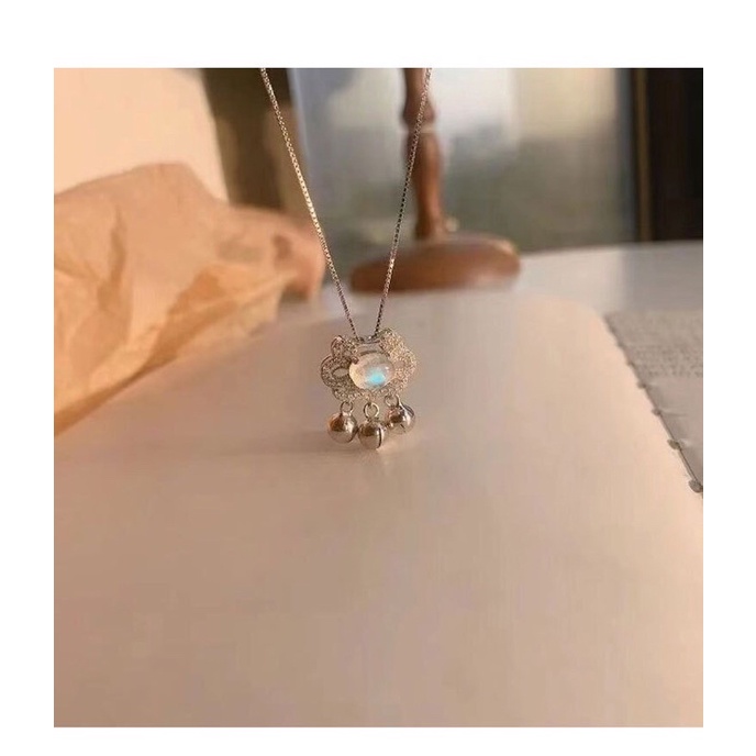 Vòng cổ khóa trường mệnh, Dây chuyền bạc 925 mặt đá [ CHUỘT LƯỜI SHOP ]