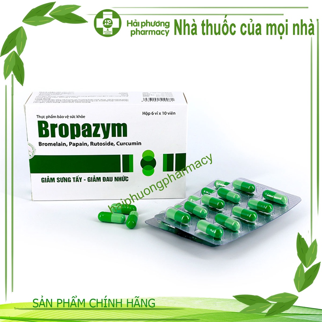 BROPAZYM - Hỗ trợ làm giảm phù nề do viêm họng, chấn thương phần mềm