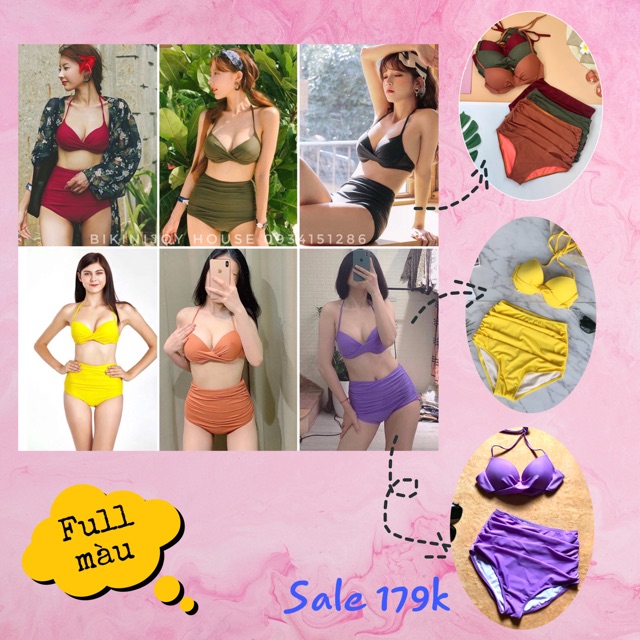 Bikini hai mảnh lưng cao áo cúp ngực nhiều mà dễ thương