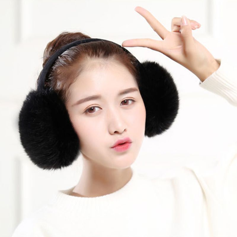 Bông Tai Lông Thỏ Nhân Tạo Màu Sắc Ngọt Ngào Thời Trang Mùa Đông Cho Nữ