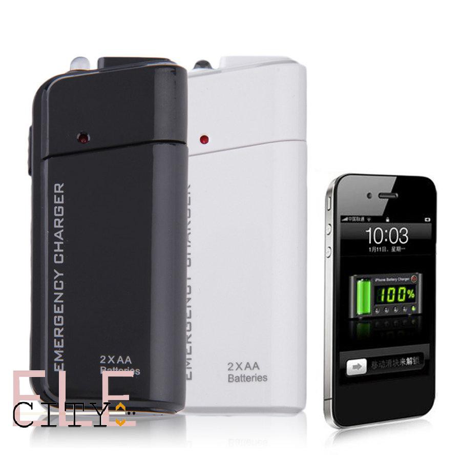 111ele} Universal USB Emergency Portable 2 AA Battery Power Charger for Mobile Phones