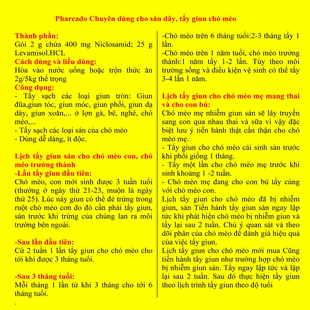 Pharcado gói 2g Chuyên dùng cho chó mèo