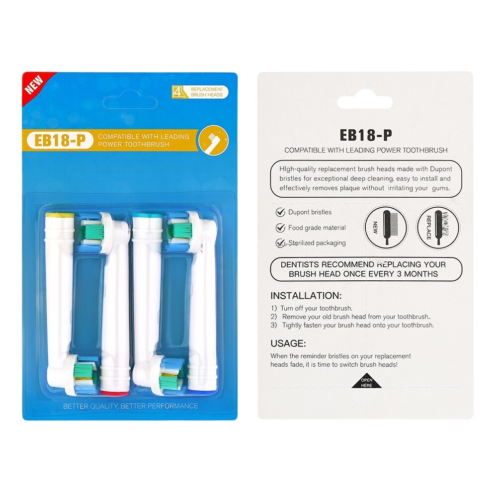 Oral-B EB18-P New 𝗣𝗿𝗼 𝗪𝗵𝗶𝘁𝗲 𝟯𝗗, set bộ 4 Đầu Bàn Chải đánh răng điện thay thế Minh House