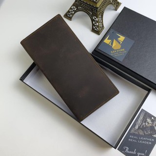 Ví dài da bò sáp handmade wl104a – nâu sẫm