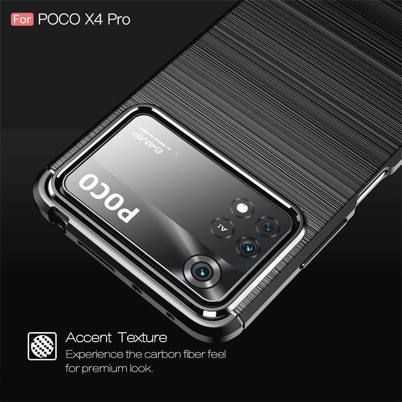 Ốp Điện Thoại Silicon Mềm Phối Sợi Carbon Chống Sốc Siêu Bền Cho Xiaomi Poco X4 Pro M4 Pro 5G