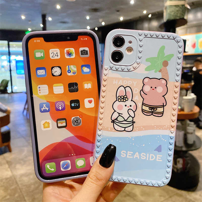 Summer bear rabbit for Iphone12 Pro Max, 12mini Iphone 11 Pro Max 7Plus 8plus xr xs xsmax 6 Plus soft shell,Vỏ iPhone | BigBuy360 - bigbuy360.vn