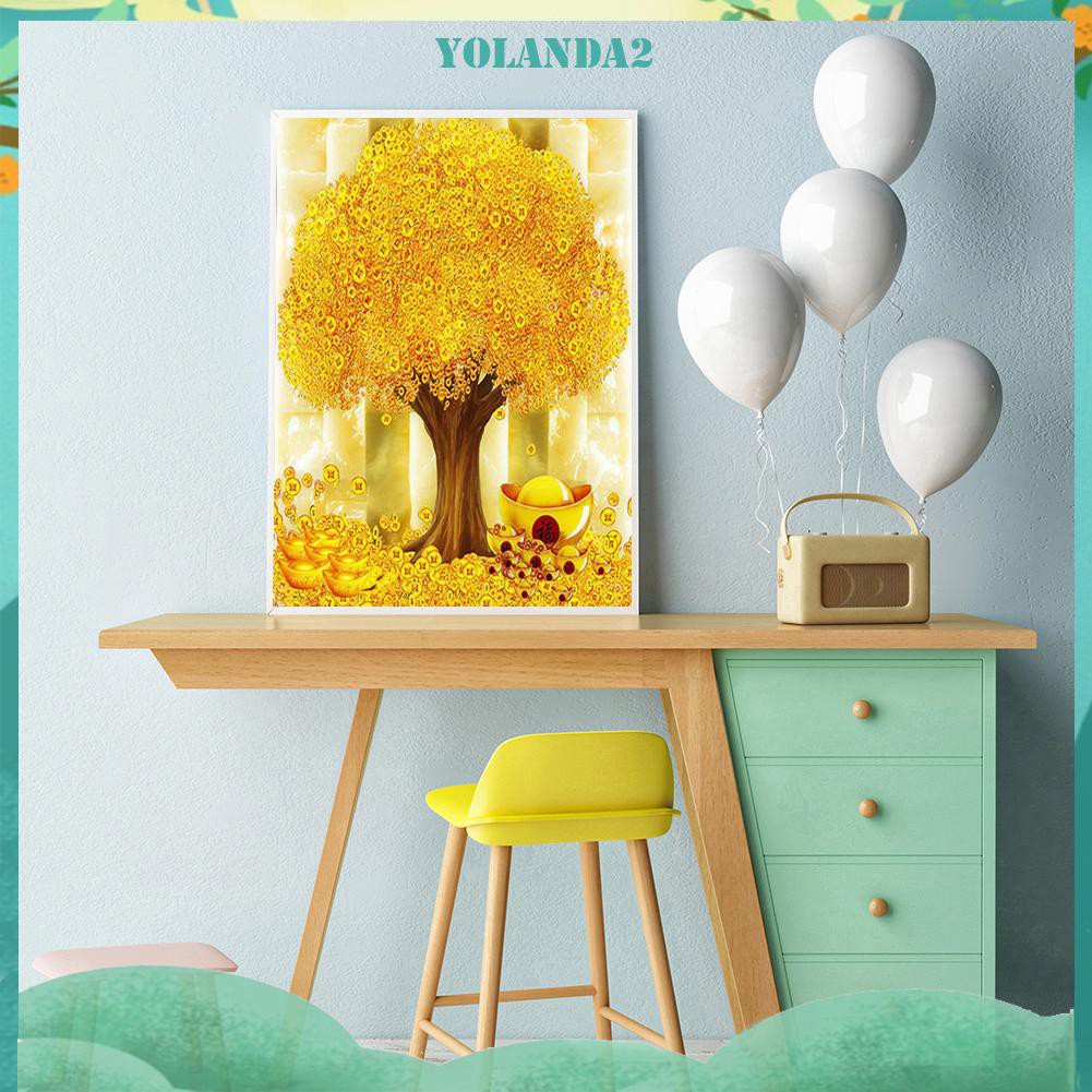 Bộ Tranh Đính Đá 5d Tự Làm Hình Cây Tiền Độc Đáo