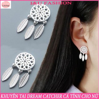 Khuyên tai nụ chất liệu Kim loại 2 màu Vàng Bạc Dream catcher dễ thương cá tính cho nữ KT-59