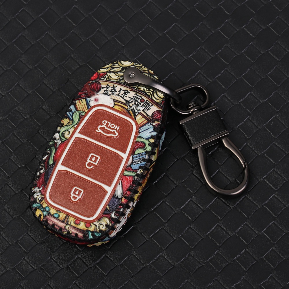 Móc chìa khóa xoay 360 độ bằng da chống thất lạc tiện dụng