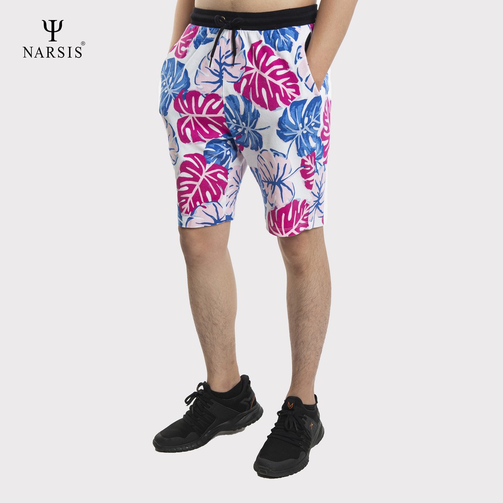 Quần Short nam Narsis S0006 in họa tiết lá xanh