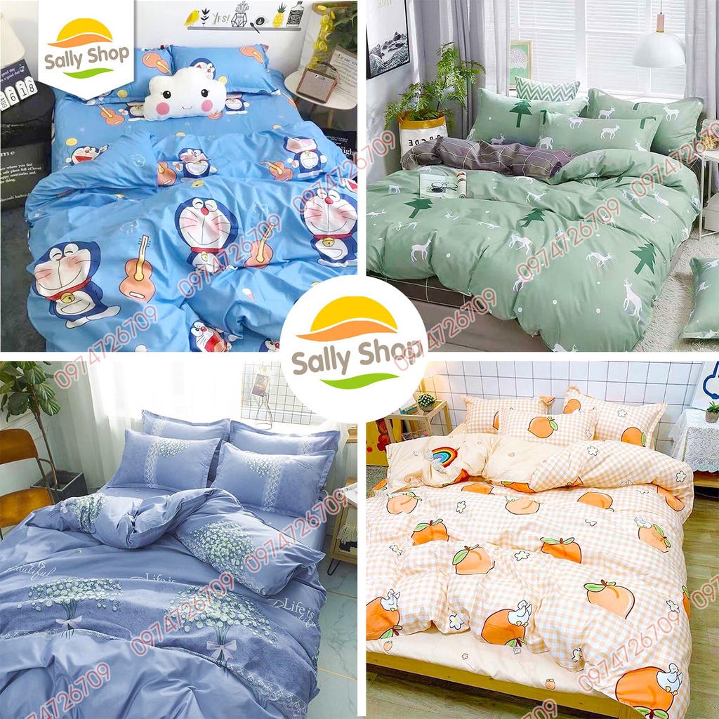 Set 5 món cao cấp Vỏ chăn, ga gối kèm vỏ gối ôm nhiều mẫu [TH]