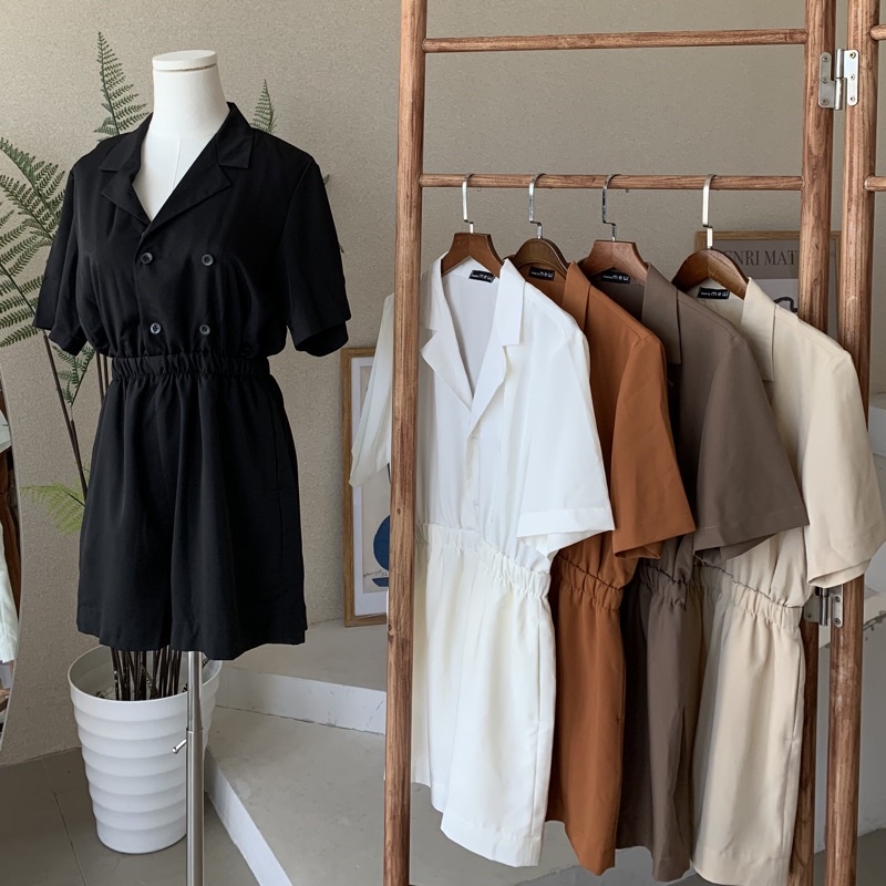 Jumpsuits cổ vest chun eo MEW