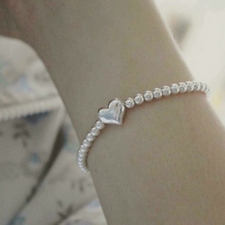 Lắc tay bi tim phồng bạc
