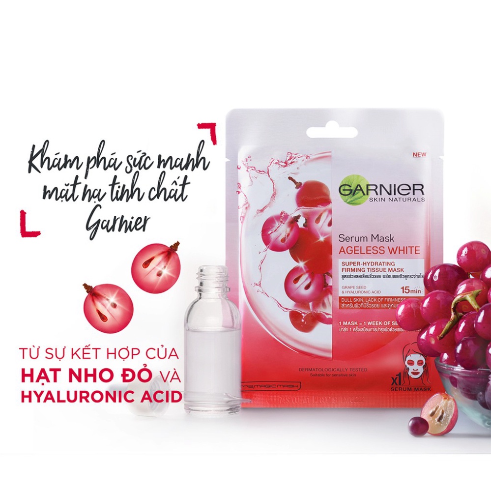 Mặt Nạ Tinh Chất Garnier Pháp Dưỡng Da Từ Thiên Nhiên Và Hyaluronic Acid Nuôi Dưỡng Và Chăm Sóc Mọi Vấn Đề Da 23~28g