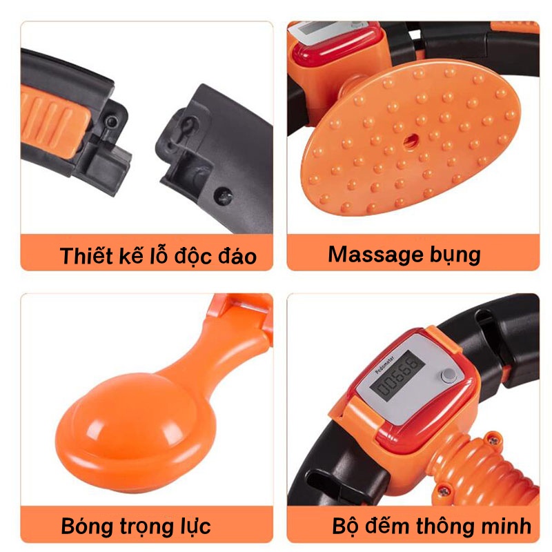 Vòng lắc eo tự động, Vòng lắc eo đa năng có đồng hồ đo, Dụng cụ tập gym tại nhà, giảm mỡ, Eo thon,điều hòa nhịp tim v.v