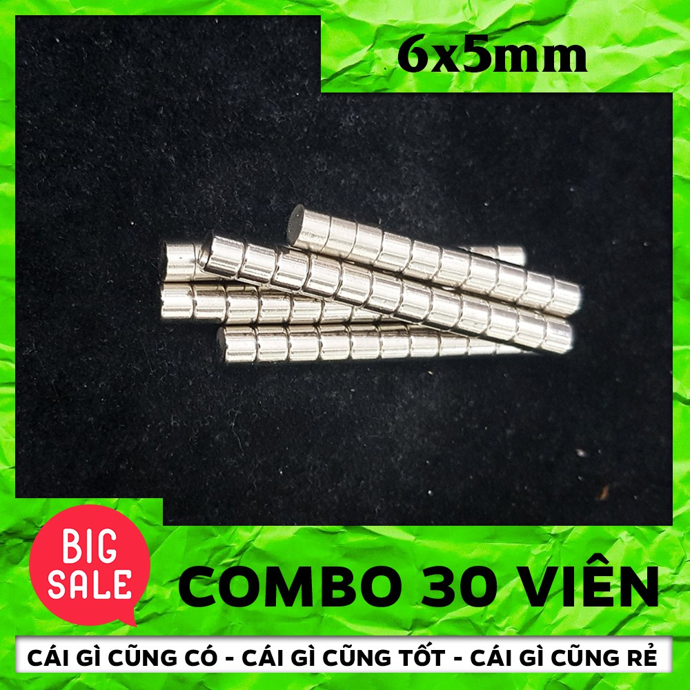 (Nguyên Liệu Phụ) Nam châm viên trắng Neodymium 6*5mm - 30 Viên