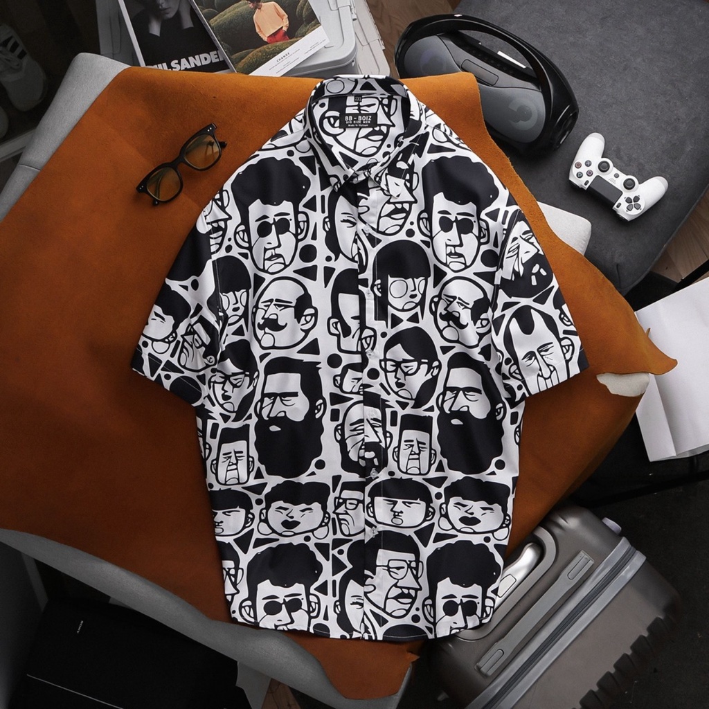 Áo sơ mi tay ngắn nam  họa tiết size lớn, bigsize 80kg đến 130kg