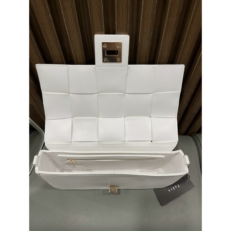 Túi Dây Xích Phối Da Đeo Chéo Da Đan Woven Shouder Bag