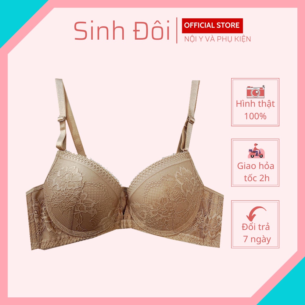Áo ngực nữ ren cài trước nâng ngực Lovely 1228 có gọng mút dày cúp xéo size 34-36