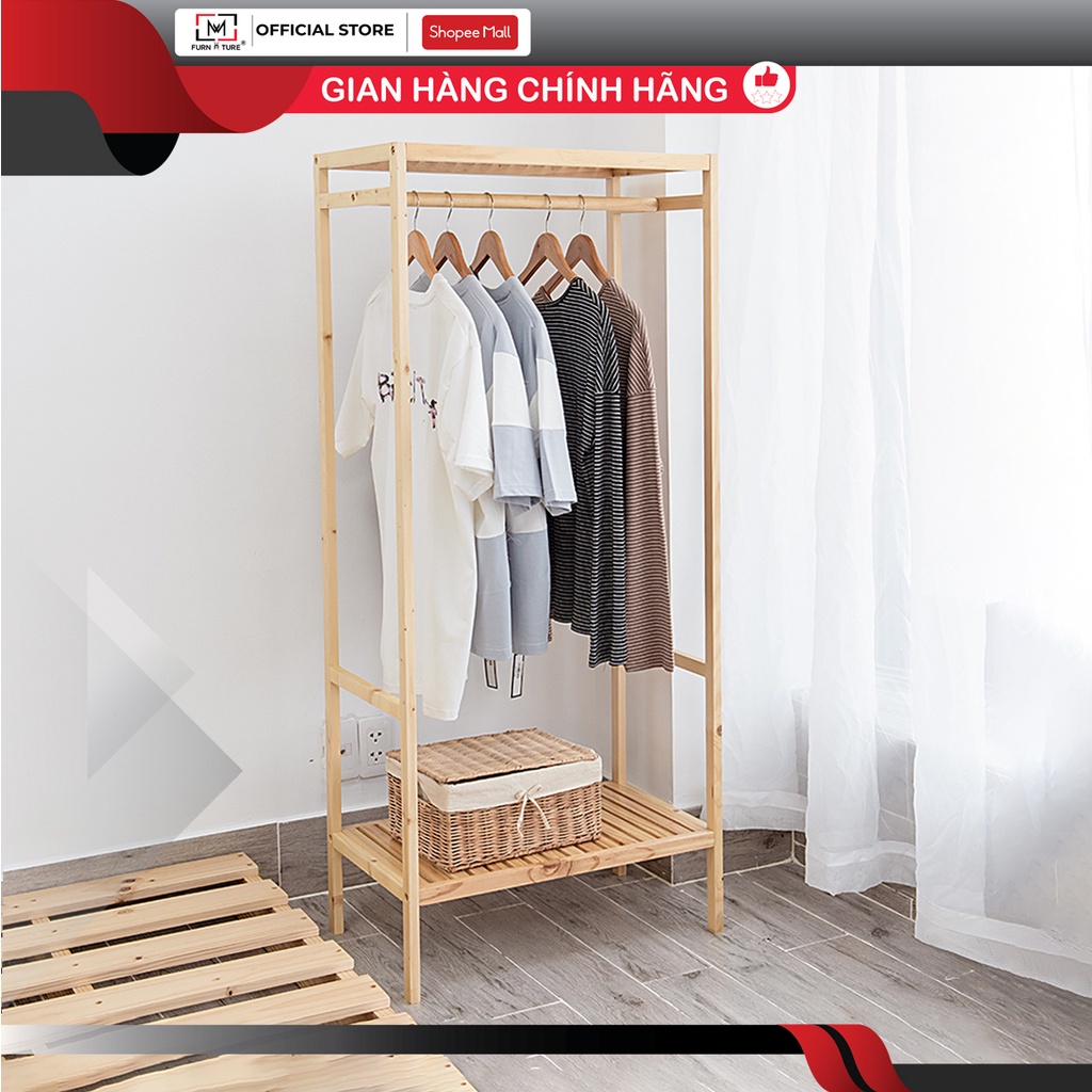 Tủ treo quần áo lắp ráp hàn quốc màu gỗ thương hiệu MW FURNITURE - Shelf hanger - Nội thất căn hộ