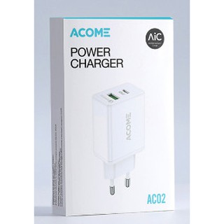 Cốc sạc nhanh 2 cổng usb và type-c acome ac02 18w chuẩn pd, quick charge 3.0 cho android và ios – chính hãng 1 đổi 1
