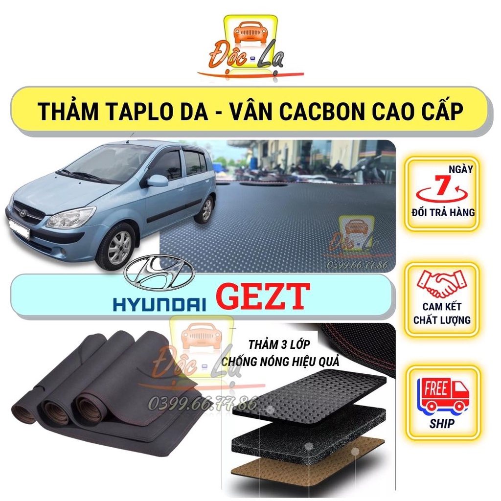 Thảm taplo Hyundai Getz vân Cacbon 3 lớp cao cấp, chống nóng, bảo vệ ô tô hiệu quả