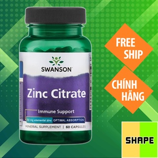 Swanson Zinc Citrate 50mg Immune Support [60 Viên] | Tăng Sức Đề Kháng Nhập Mỹ Chính Hãng The Shape