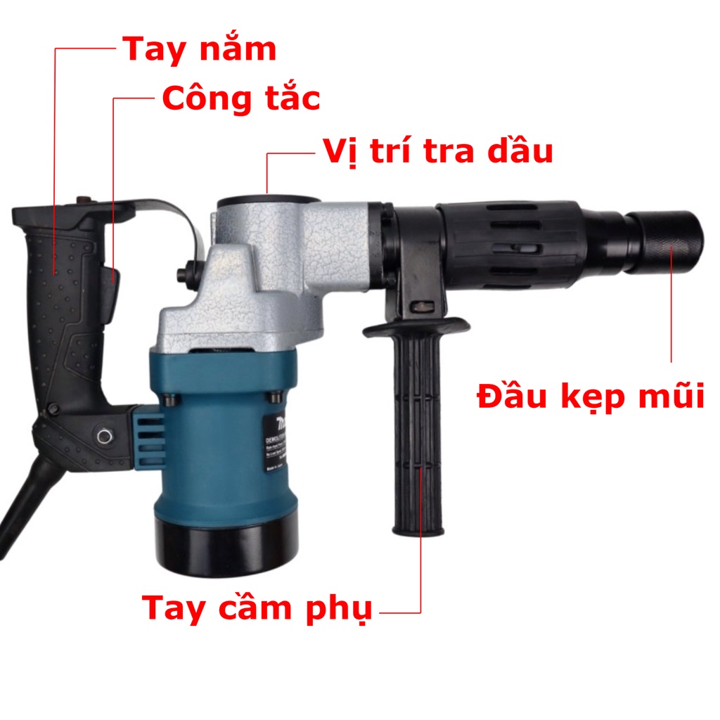 Máy đục bê tông chuyên nghiệp 0810 17mm hàng chất lượng cao, ảnh chụp thật Makita HM0810 (KHÔNG KÈM MŨI)