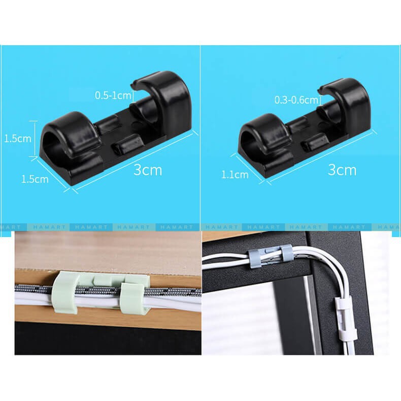 BỘ 16 MIẾN NẸP CỐ ĐỊNH DÂY ĐIỆN, SẠC, CÁP - KẸP CHỐNG RỐI DÁN TƯỜNG - KEO 3 M (SIZE LỚN)