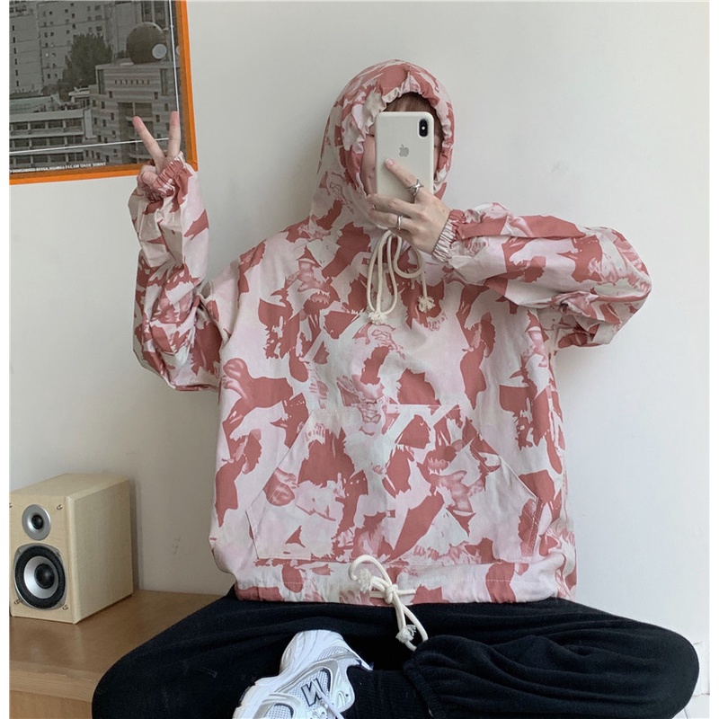 【ZHELIHANGFEI】Áo Hoodie Tay Dài Dáng Rộng Họa Tiết Rằn Ri Cá Tính Thời Trang