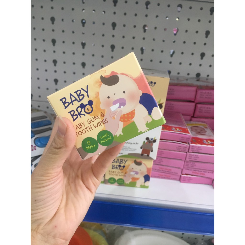 Gạc rơ lưỡi Baby Bro Hàn Quốc chứa Xylitol tự nhiên cho bé Nuôi Dưỡng Men Răng Chống Nhiễm Khuẩn Dễ Sử Dụng