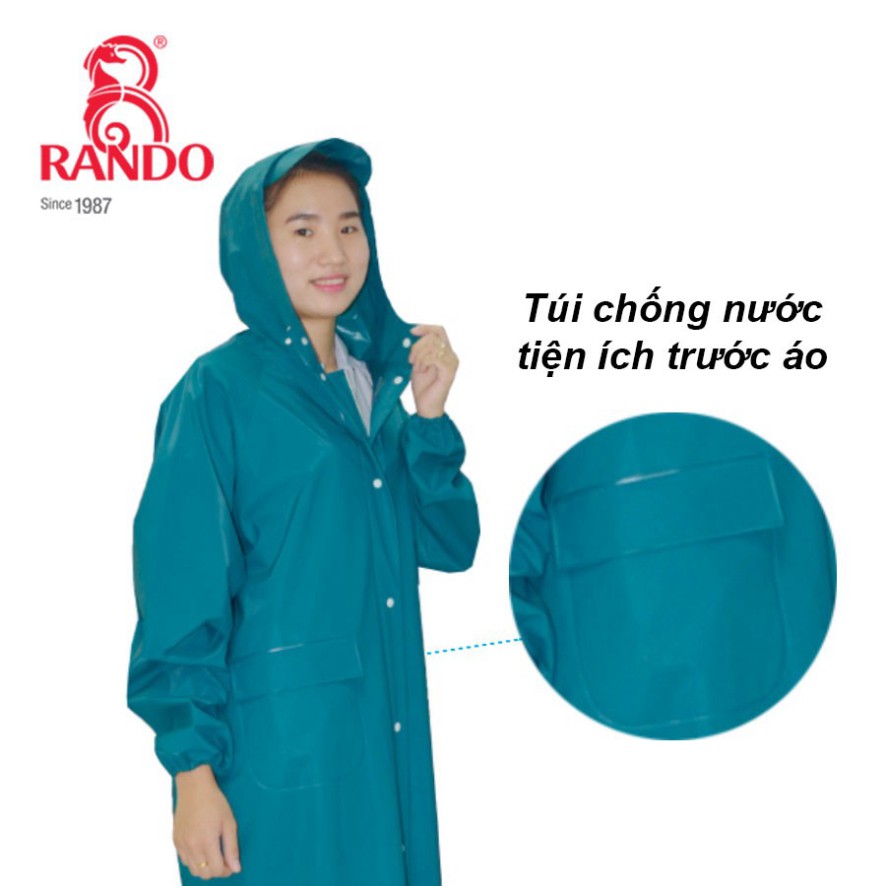 Áo mưa Rando Cao Cấp Chính Hãng, Áo Mưa nhựa PVC Cao Cấp Bít Sườn Dây Kéo(Không Xẻ Tà) Dành Cho Nam/Nữ (Bisur Zipper)