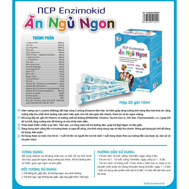 Ăn Ngủ Ngon NCP enzimokid cho trẻ Biếng Ăn, ngủ sâu giấc