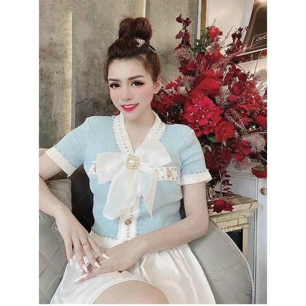 [ CÓ ẢNH THẬT + VIDEO TỰ QUAY ] Áo Điệu Có Nơ To Chất Len Hàng Quảng Châu Có 3 Màu Mix Đồ Cực Xinh Nha