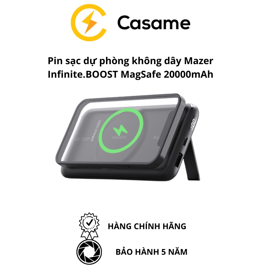 Pin sạc dự phòng không dây Mazer Infinite.BOOST MagSafe 20000mAh