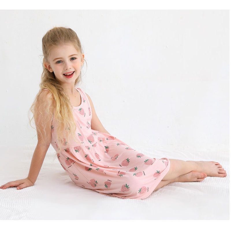15-50kg Đầm cotton lạnh ,váy cotton sát nách cho bé gái - Chính hãng Mamdadkids