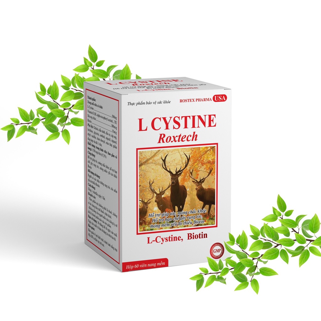 L-Cystine Roxtech bổ sung biotin khỏe tóc, mọc tóc nhanh, giảm gãy rụng tóc - 60 viên