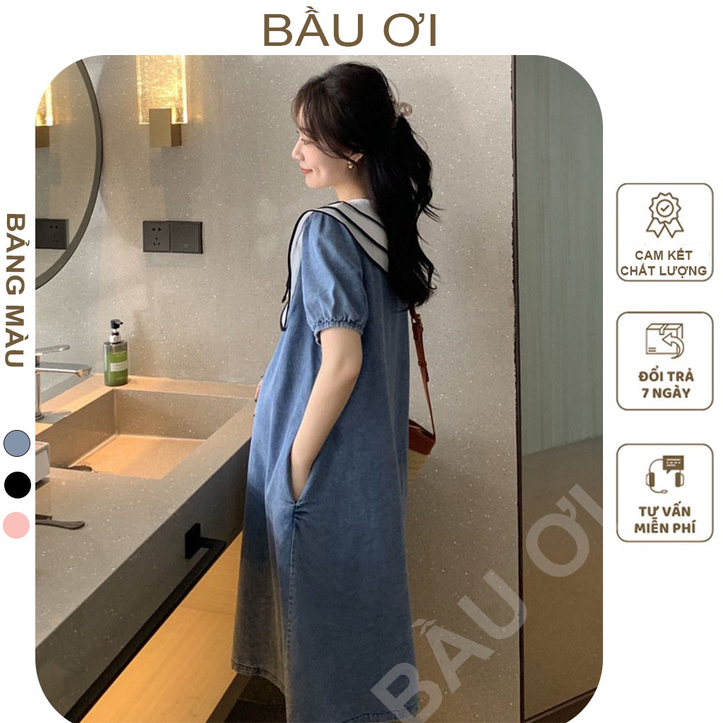 [BAUOII V107] VÁY BẦU CÔNG SỞ DÁNG SUÔNG CỔ LÁ 3 LỚP - ĐẦM BẦU NƠ SIÊU XINH CHẤT LIỆU THOÁNG MÁT FREE SIZE