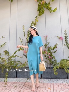 Váy lụa buộc nơ dáng suông🌈3 màu ảnh thật