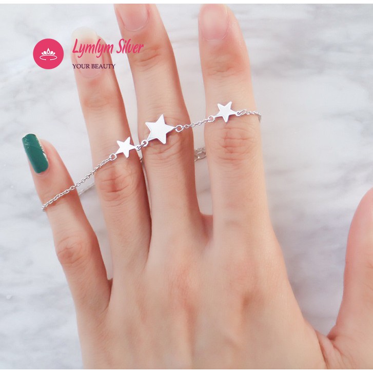 Lắc chân dây đơn mix 3 ngôi sao phong cách giá tốt Lymlym Silver bạc 925 cao cấp | BigBuy360 - bigbuy360.vn