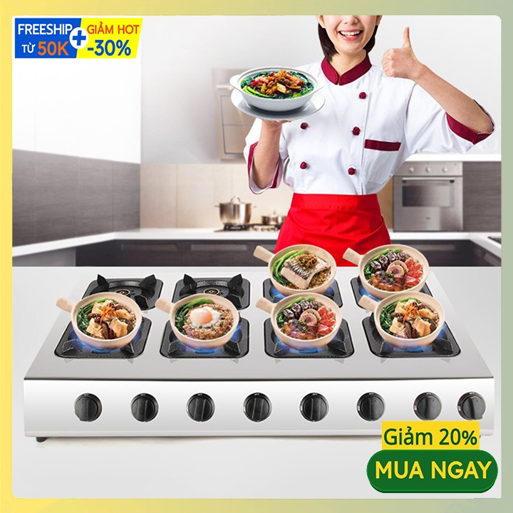 Bếp gas làm bánh xèo, mỳ cay 8 họng siêu bền, tiện lợi