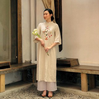 Áo dài cách tân kem (Chỉ áo)