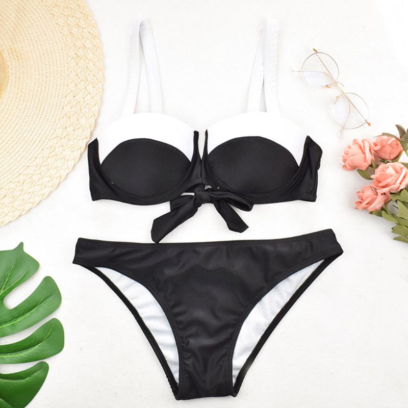 Bộ Bikini Hai Mảnh Cổ Chữ V Sâu Màu Sắc Thời Trang Gợi Cảm Cho Nữ