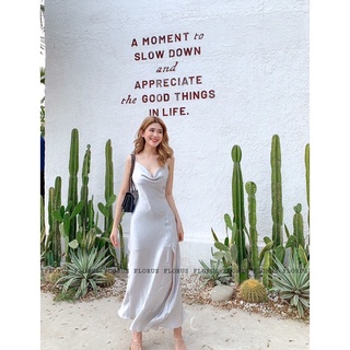 Đầm lụa cổ đổ Ellen dress - Grey