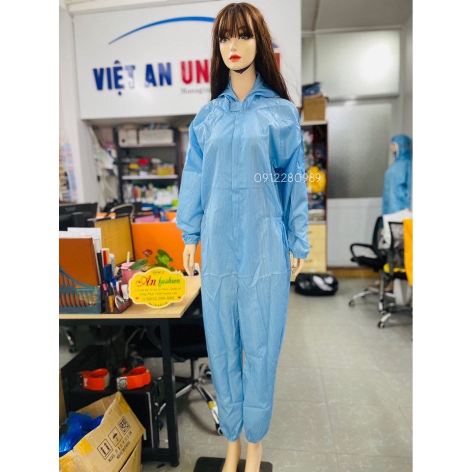 Áo liền quần liền nón chống bụi, chống tĩnh điện _ Hình chụp thật
