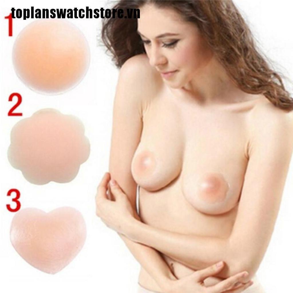 1 Cặp Miếng Dán Ngực Bằng Silicone Tự Dính Hình Trái Tim / Cánh Hoa