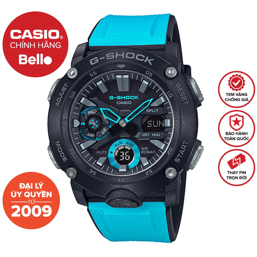 Đồng hồ Nam Dây Nhựa Casio G-Shock GA-2000-1A2 chính hãng bảo hành 5 năm Pin trọn đời