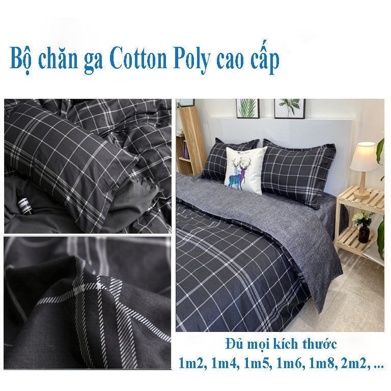 Bộ chăn ga gối Cotton Poly M2T Bedding drap giường Hàn Quốc miễn phí bo chun ga giường bọc đệm- HT home | BigBuy360 - bigbuy360.vn